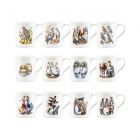 12 small bone china mugs in the design of the 12 days of Christmas