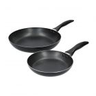 set of two aluminium non stick frying pans in 20cm and 28cm sizes
