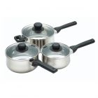 KitchenCraft Stainless Steel 3 Piece Saucepan Set