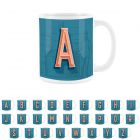 blue and white ceramic mug with personalised initial letters