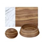 Acacia Wood Melamine Medium Bowl, Saucer & Placemat Set