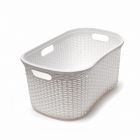 Addis 40L Rattan Effect Hipster Laundry Basket - Cream
