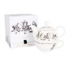 gift boxed teapot with alice in wonderland illustrations