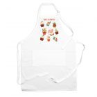 white polyester apron with a festive Christmas cupcake design