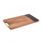 mango wood rectangular serving board with tortoise shell resin edge