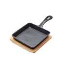 small cast iron square fry pan for serving hot tapas, meats and sides