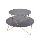 2-tier serving stand made with slate and hairpin metal legs