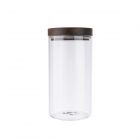 medium glass food storage jar with acacia wood lid