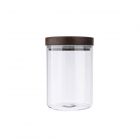 small glass food storage jar with airtight acacia wood lid