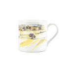 Large fine china mug painted with a Dorset landscape by Rhiannon Chauncey