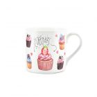 Fine china mug printed with cupcake design