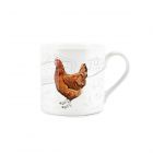 Countryside mug made from fine bone china, printed with a red hen