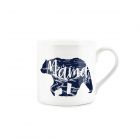 Large fine china mug with navy blue grizzly bar and mama text print