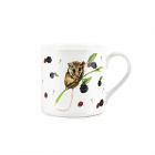 white bone china mug with a painted dormouse and berries