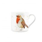 Watercolour robin painting, printed on a white fine china mug