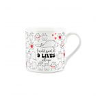 white fine bone china valentine's gift mug with funny cat design and quote