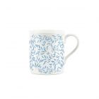Small fine china mug with tiny blue leaf design