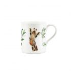 Giraffe and leaf printed small fine china mug