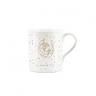 small fine bone china white mug with gold star sign zodiac pattern