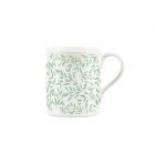 Small fine china mug with a small green leaf print