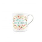Floral maid of honour question design printed on a fine china mug