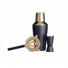 BarCraft Black & Brass Cocktail Set - 3 Piece