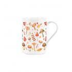 Autumn coloured mushroom printed fine china mug 