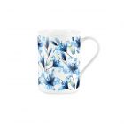 Blue lily printed fine china mug