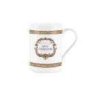 a fine bone china coronation commemorative mug with a gold detailed design