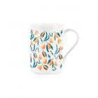 pretty bone china mug with fruit themed oranges pattern