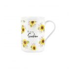Fine bone china mug printed with sunflowers and you are my sunshine text