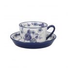 London Pottery Blue Rose Teacup & Saucer