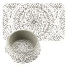 Boho Medallion Taupe Medium Pet Bowl & Placemat Set