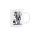 a bone china mug for dads, with a dad and calf elephant