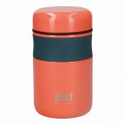 Orange insulated food container with soft grip