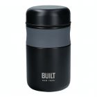 Black coloured food flask for on the go hot food