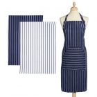 Kitchencraft Apron & Tea Towels Set - Blue Butchers Stripe