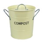 Metal compost pail with cream colouring & handles