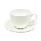 White fine bone china tea cup with saucer.