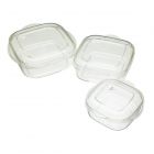 Set of 3 plastic casserole dishes for microwave cooking