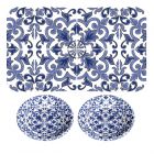 Canyon Clay Indigo Melamine Pet Saucer x 2 & Placemat Set