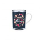 navy blue and white floral teacher thank you gift mug