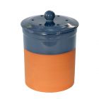 Terracotta and blue glazed pot for kitchen food waste