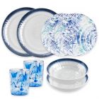 Coastal Melamine Dinnerware Set with Tumblers