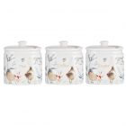 Set of drink storage jars with hen illustrations and silicone sealed lids