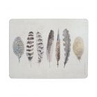 pack of six cream dinner table placemats with a painted feather design
