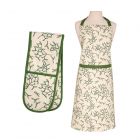 cotton kitchen apron and double oven glove set with christmas design