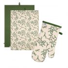 Dexam RHS Ivory Mistletoe Tea Towels & Oven Glove Set