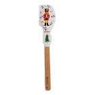 Set of two silicone spatulas with beech wood handles, one large with a nutcracker design and one small with a christmas tree design.