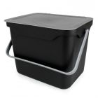Plastic black & silver food waste composting caddy bin with 5 litre capacity and ability to be wall mounted. Can also be used as home storage box.